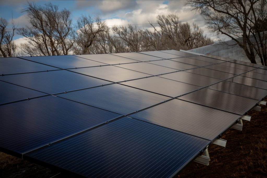 A solar panel outside.
